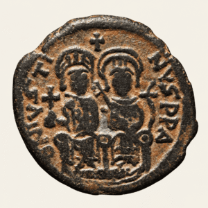 Byzantine Empire: JUSTIN II, with SOPHIA (565-578). AE Follis, 12.69gm.