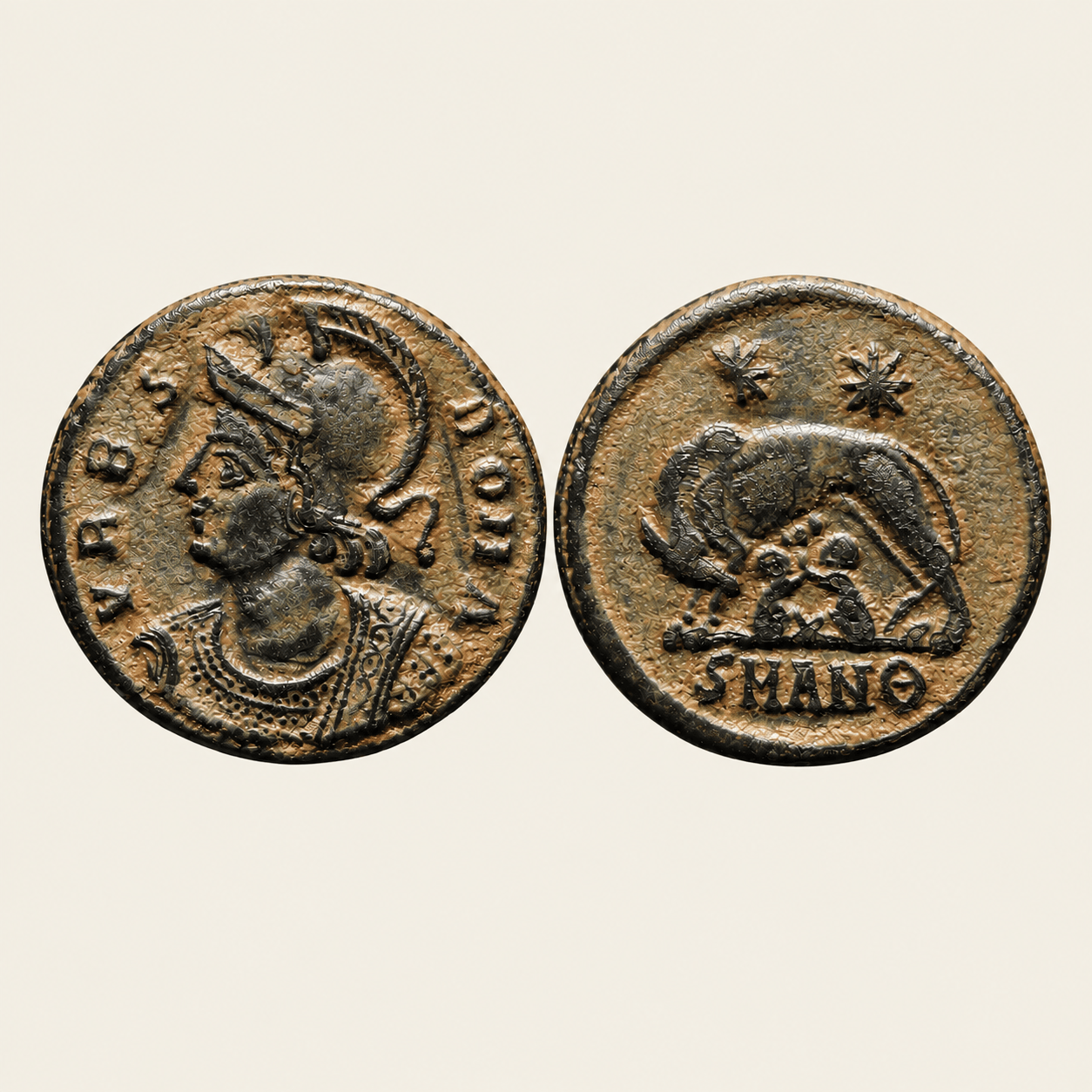 Roman Empire: AE Follis. Urbs Roma Constantine the Great (306-337 AD)